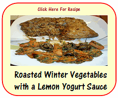 Roasted Winter Vegetables with Lemon Yogurt Sauce recipe