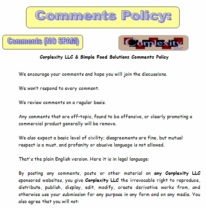 SFS comments policy