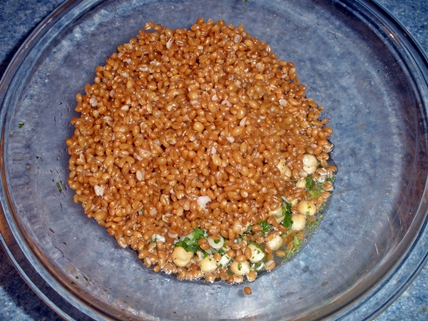 Lemony Chickpea and Herb Wheat Berry Salad recipe