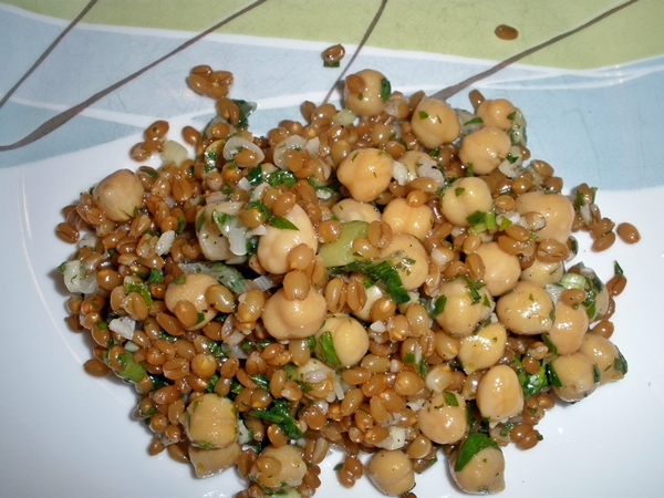 Lemony Chickpea and Herb Wheat Berry Salad recipe