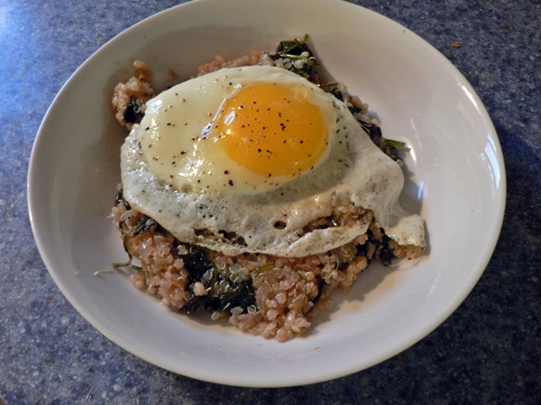 Spinach Quinoa with Sunny Side  Up Egg