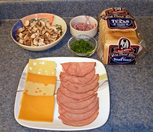 Grilled Ham, Cheese, Mushroom and Onion Sandwiches recipe