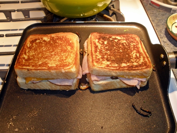 Grilled Ham, Cheese, Mushroom and Onion Sandwiches recipe